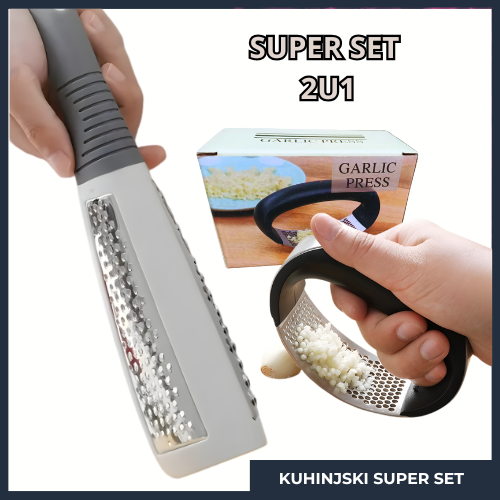 Super Kuhinjski Set – Presa Za Beli Luk + 2u1 Rendalica